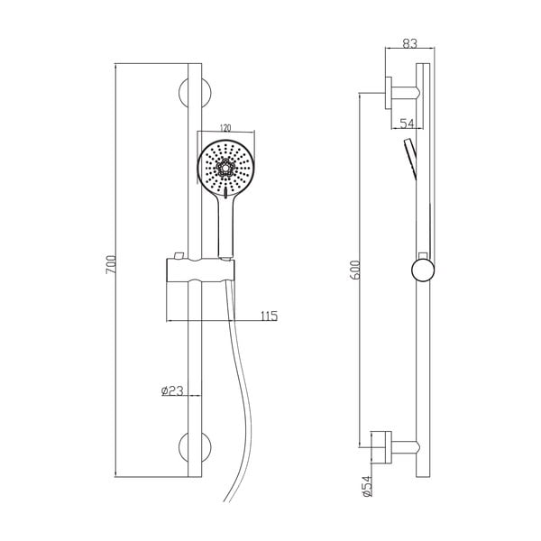 Matně černý mosazný sprchový set s ruční sprchou a posuvným držákem 70 cm – Sapho-image-3