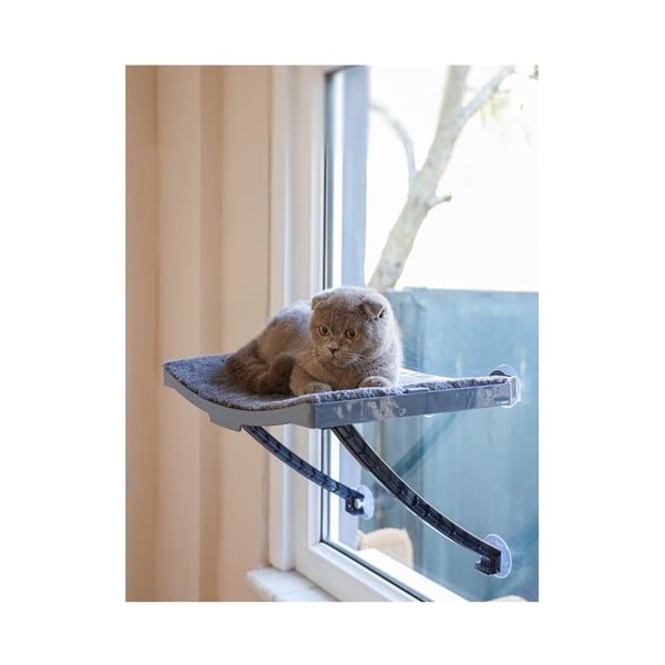 Šedý pelíšek na okno pro kočky 47x32 cm - Lydia&Co