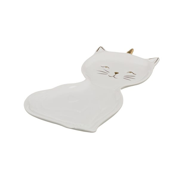 Bílý porcelánový talířek Unimasa Kitty, délka 22 cm