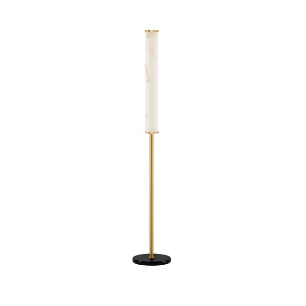 Bílá/v mosazné barvě LED stojací lampa v dekoru mramoru (výška 140 cm) Nolia – Nova Luce