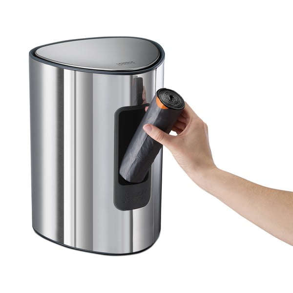 Nášlapný plastový odpadkový koš ve stříbrné barvě 5 l Luxe – Joseph Joseph-image-4