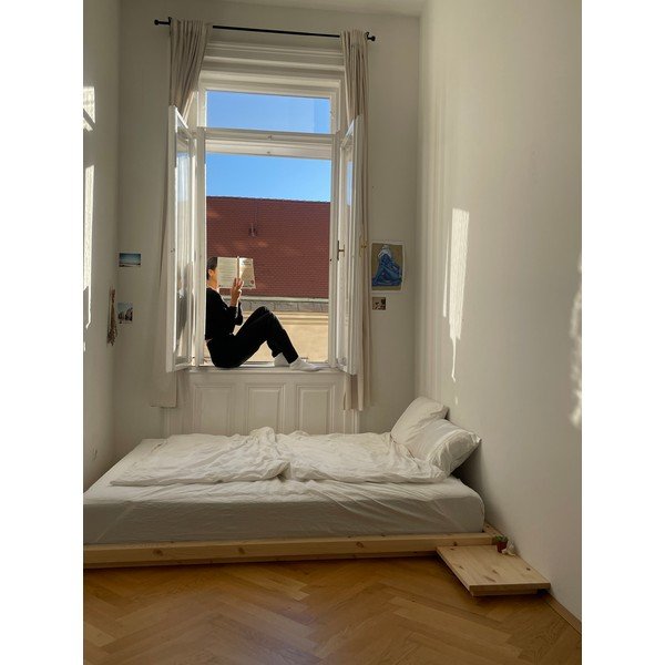 Jednolůžková postel z borovicového dřeva bez čela s roštem 90x200 cm v přírodní barvě Dock – Karup-image-4