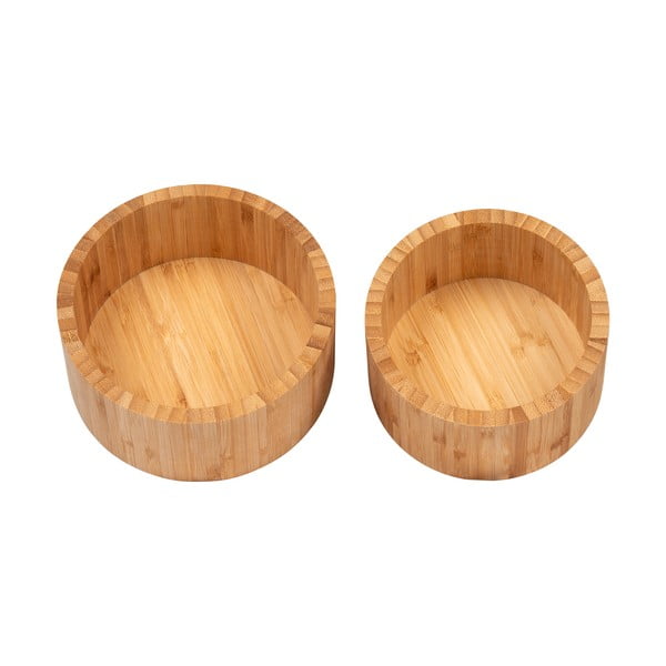 Bambusové úložné boxy v sadě 2 ks s víkem/dekorativní v přírodní barvě ø 15x8 cm Chefalu – House Nordic-image-3