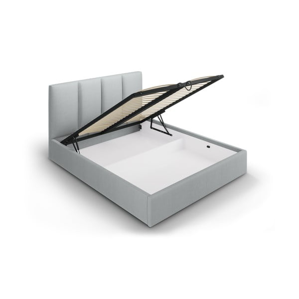 Šedá čalouněná dvoulůžková postel s úložným prostorem s roštem 180x200 cm Juniper – Mazzini Beds-image-3