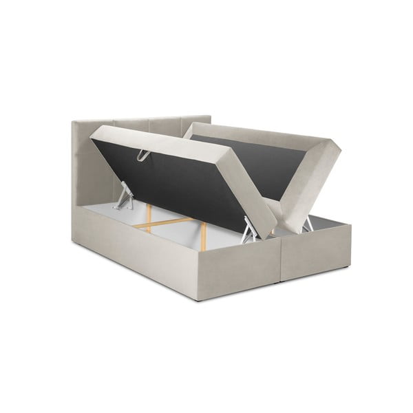 Béžová boxspring postel s úložným prostorem 160x200 cm Mimicry – Mazzini Beds-image-3