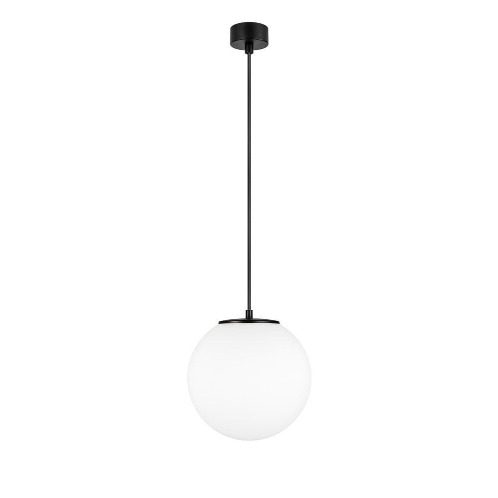 Bílé závěsné svítidlo s objímkou v černé barvě Sotto Luce TSUKI M, ⌀ 25 cm