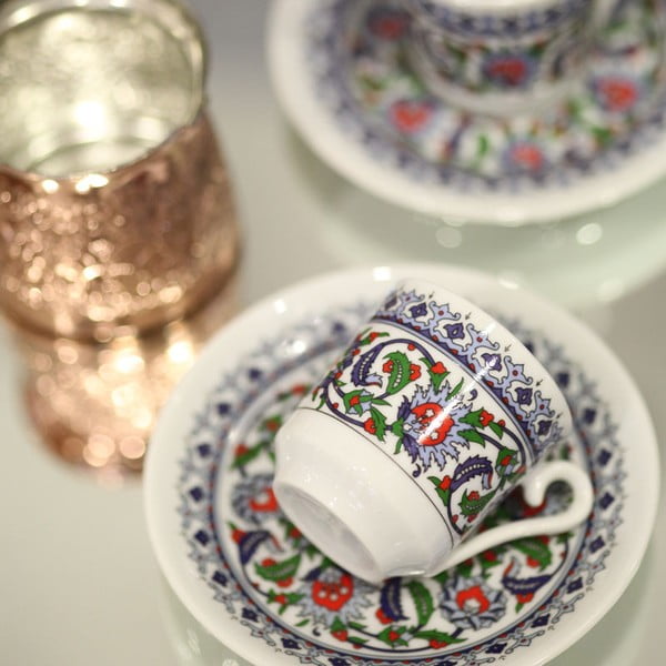Sada 6 porcelánových šálků s podšálky Kutahya Ornament, 50 ml-image-1