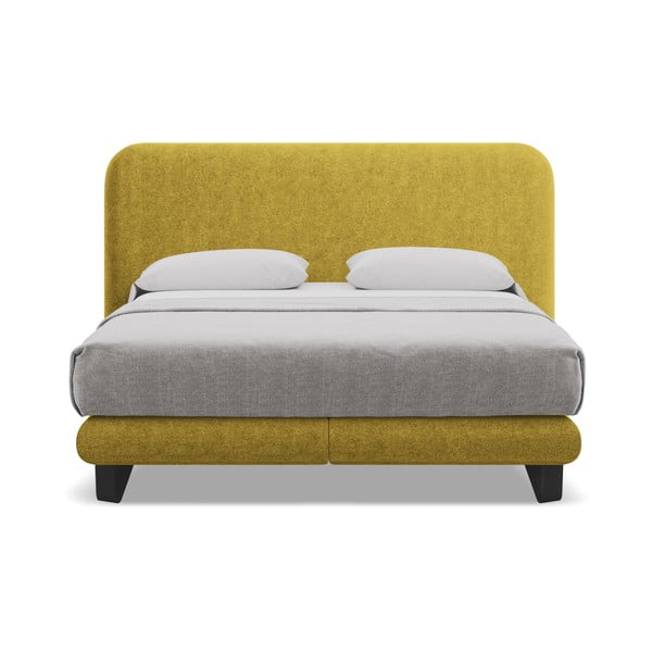 Boxspring postel v hořčicové barvě 180x200 cm Ilima – Makamii-image-2