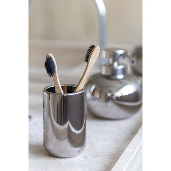 Keramický kelímek na zubní kartáčky ve stříbrné barvě Lotus – Mette Ditmer Denmark-image-1