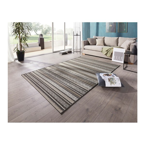 Černo-hnědý koberec vhodný i na ven Elle Decoration Bloom Rodez, 80 x 150 cm-image-1