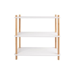 Bílý regál s bambusovými nohami Leitmotiv Cabinet Simplicity, 80 x 82.5 cm