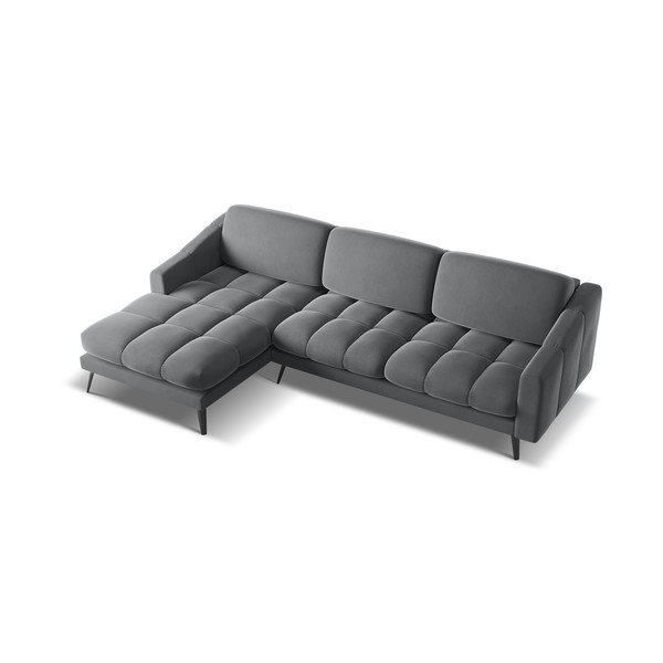 Šedá sametová rohová pohovka (levý roh) Nalu – Makamii-image-4