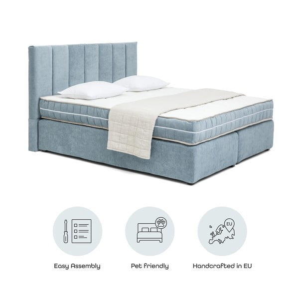Modrá boxspring postel 160x200 cm Olia Bold Line – Bonami Selection-image-4