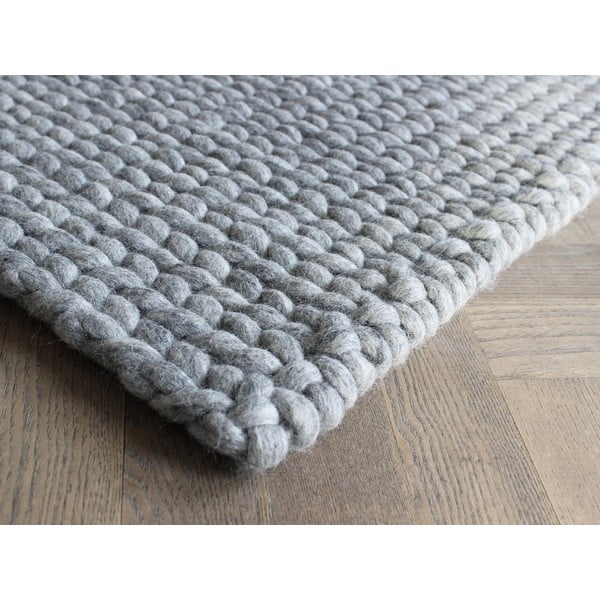 Ocelově šedý pletený vlněný koberec Wooldot Braided Rugs, 140 x 200 cm