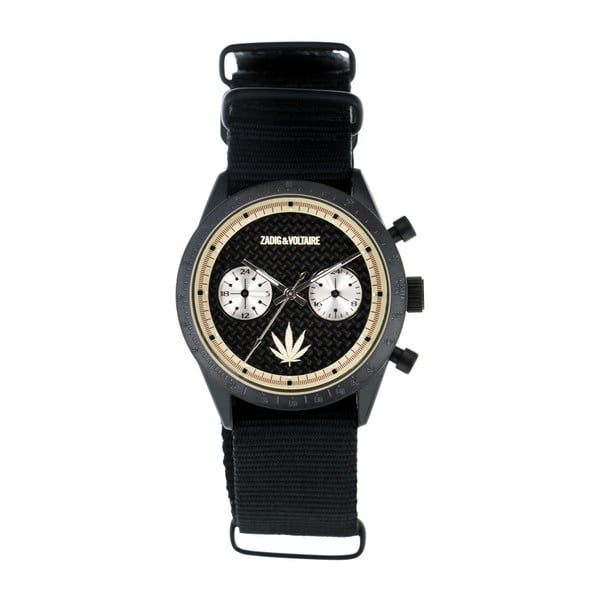 Pánské černé hodinky s nylonovým páskem Zadig & Voltaire Hemp
