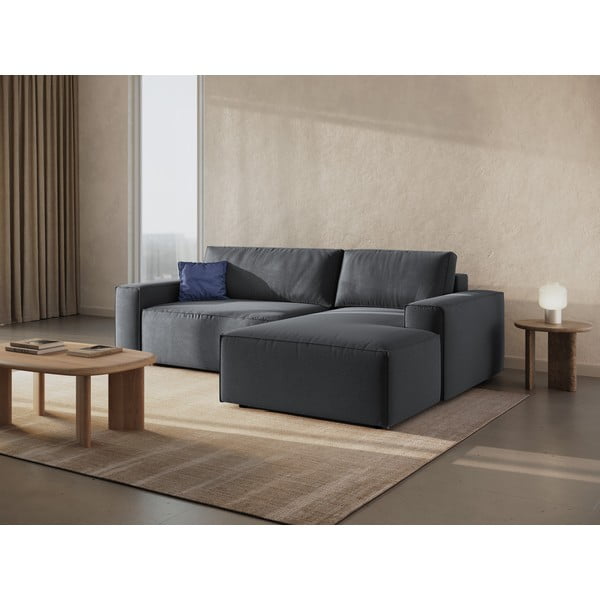 Tmavě šedá rozkládací rohová pohovka (pravý roh) Jodie – Micadoni Home-image-1