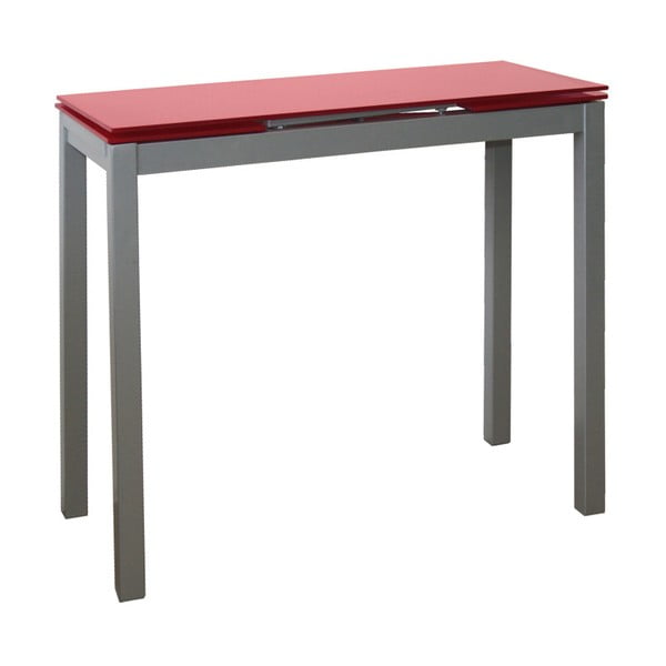Rozkládací jídelní stůl s červenou skleněnou deskou Pondecor Cristiano, 40 x 85 cm