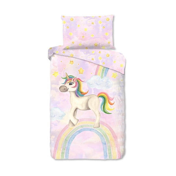 Růžové bavlněné dětské povlečení na jednolůžko 140x200 cm Unisweet – Good Morning