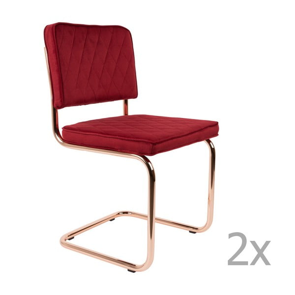 Sada 2 červených židlí Zuiver Diamond