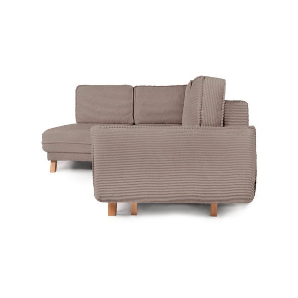 Taupe manšestrová rozkládací/s úložným prostorem rohová pohovka (pravý roh/do L) Tori – Bonami Selection-image-2