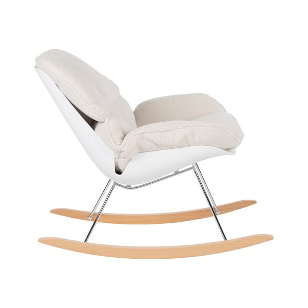 Krémové houpací křeslo z textilie bouclé Rocky – White Label-image-3