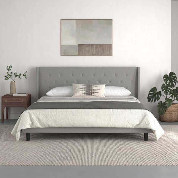 Šedá čalouněná dvoulůžková postel 180x200 cm Her Majesty – Støraa-image-2