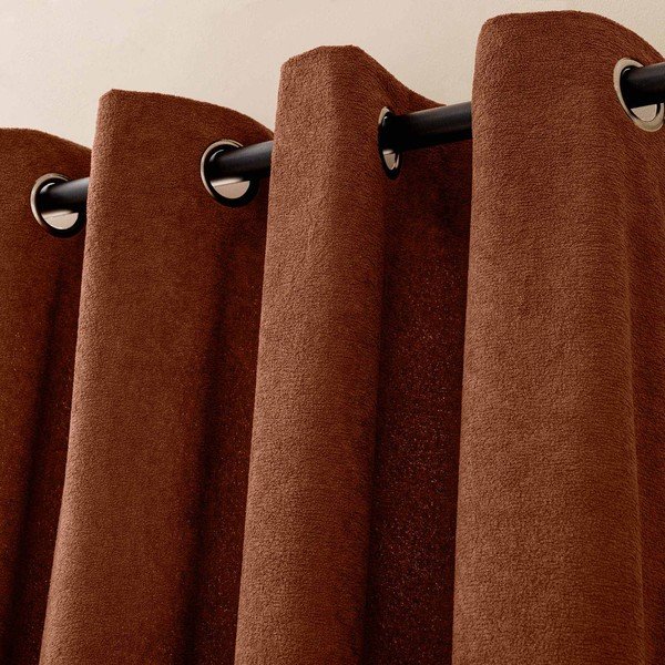 Závěs z materiálu bouclé v terakotové barvě 140x260 cm Winona – douceur d'intérieur-image-2