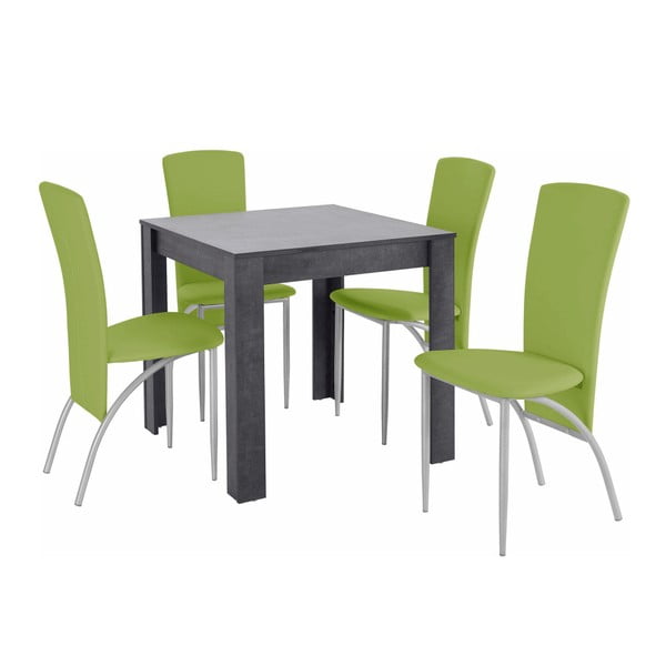 Set jídelního stolu a 4 zelených jídelních židlí Støraa Lori Nevada Duro Slate Green