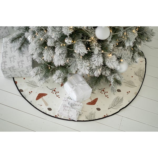 Bílý pratelný bavlněný kulatý koberec pod stromeček s vánočním motivem ø 133 cm Toadstool – Butter Kings-image-1