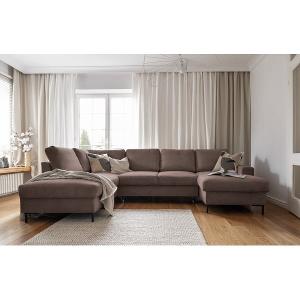 Hnědá manšestrová rozkládací rohová pohovka (levý roh) Lofty Lilly – Miuform-image-4