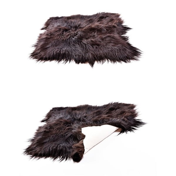 Tmavý kožešinový koberec s dlouhým chlupem, 90 x 80 cm-image-4