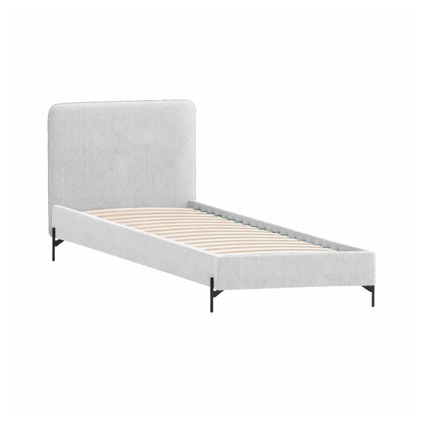 Světle šedá čalouněná jednolůžková postel s roštem 90x200 cm Barker – Ropez