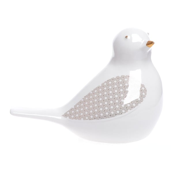 Bílá keramická dekorativní soška Ewax Birdy, výška 12 cm