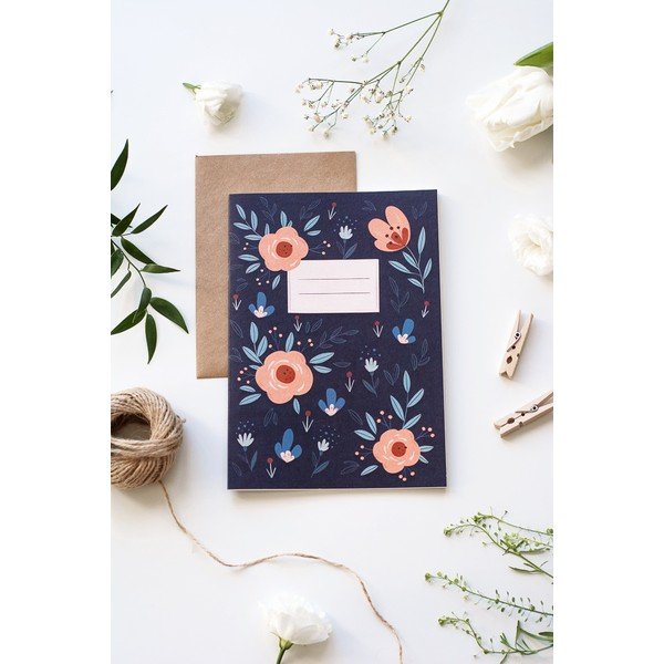 Nelinkovaný sešit z recyklovaného papíru A5 s motivem Květiny Printintin, 60 stran-image-1