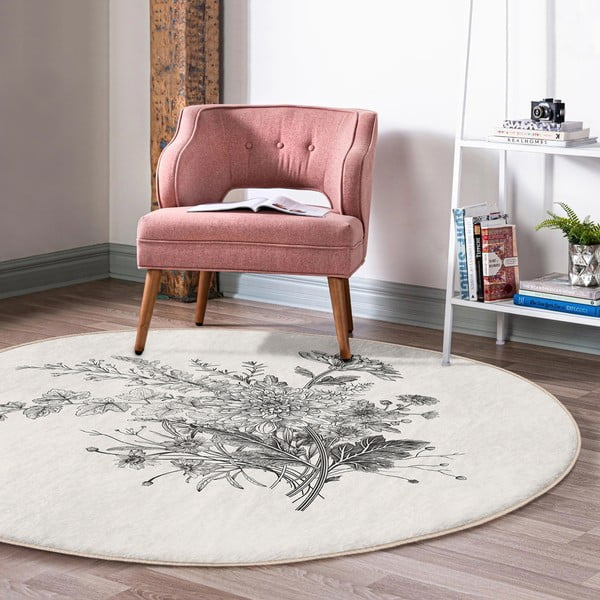 Krémový pratelný kulatý koberec vhodný pro robotické vysavače ø 80 cm Comfort – Mila Home-image-4