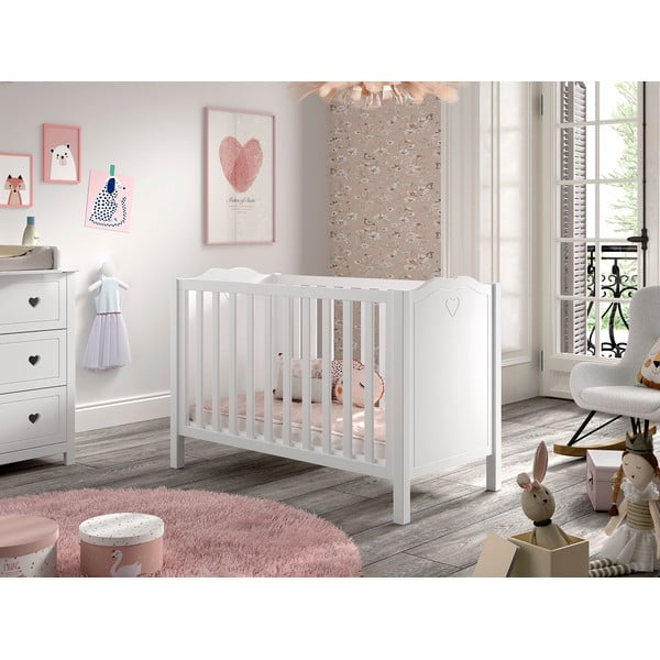 Bílá postýlka z borovicového dřeva 60x120 cm Amori – Vipack-image-1