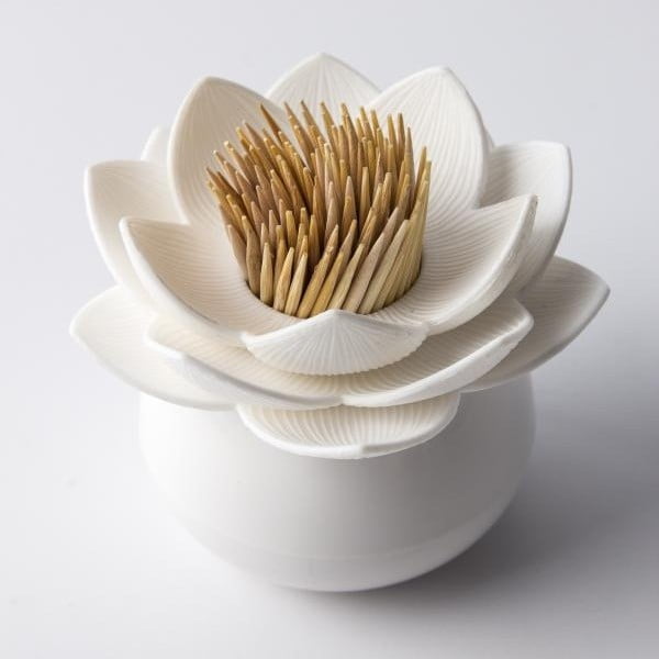 Stojánek na párátka QUALY Lotus Toothpick, bílý-bílý