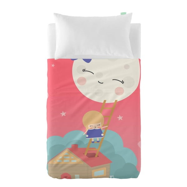 Set prostěradla a povlaku na polštář z čisté bavlny Happynois Moon Dream, 120 x 180 cm