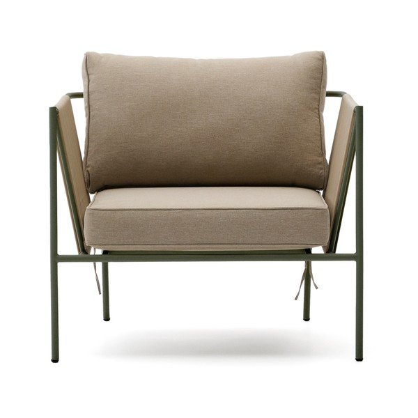 Zelené/béžové kovové zahradní křeslo Zivia – Kave Home-image-2