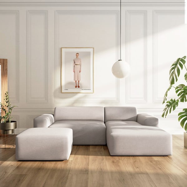Šedá sametová rozkládací/s úložným prostorem rohová pohovka (pravý roh/s lenoškou) Villet – Rodier-image-1