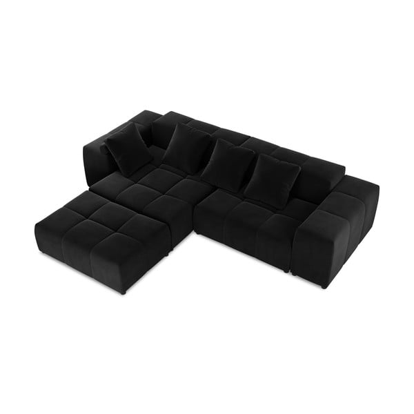 Černá sametová rohová pohovka (variabilní) Rome Velvet - Cosmopolitan Design-image-3