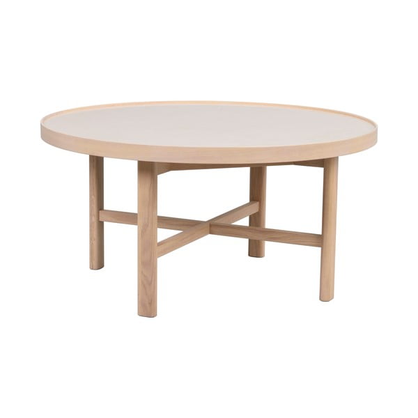 Kulatý konferenční stolek s keramickou deskou v přírodní barvě 90x90 cm Marsden – Rowico-image-2