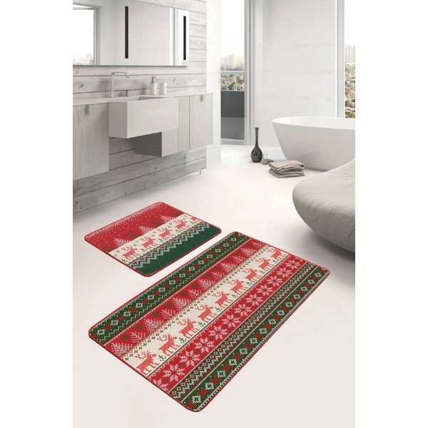 Sametové koupelnové předložky v sadě 2 ks 60x100 cm Merry Christmas – Mila Home-image-1