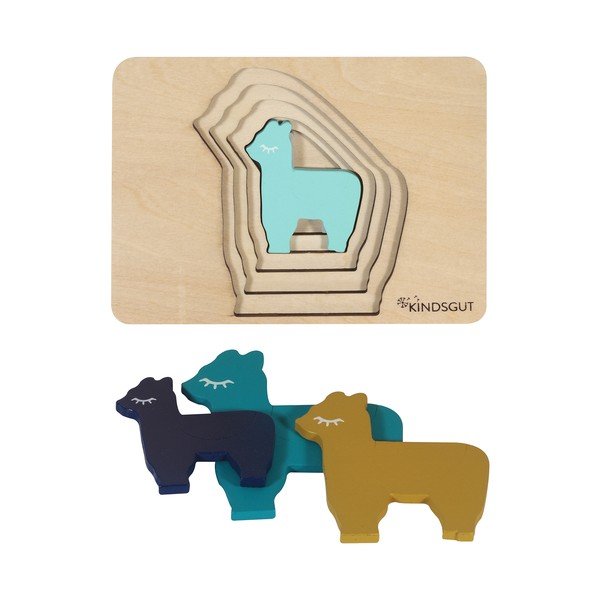 Dřevěné dětské puzzle Kindsgut Lama-image-3