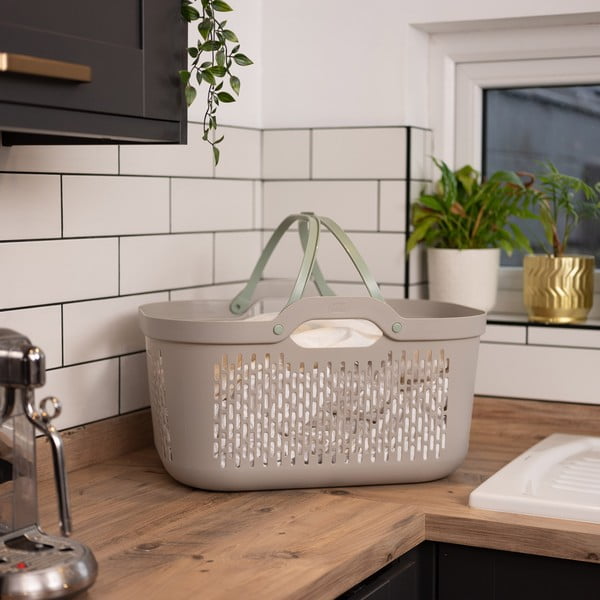 Světle hnědý plastový koš na prádlo 45 l – Addis-image-2