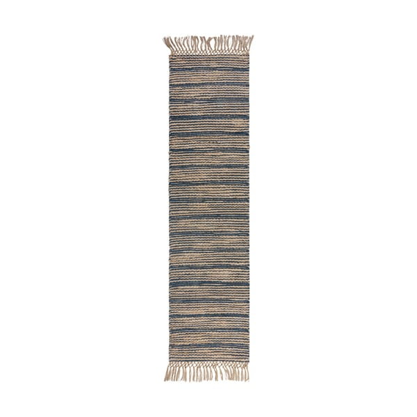 Modrý jutový běhoun Flair Rugs Equinox, 60 x 230 cm