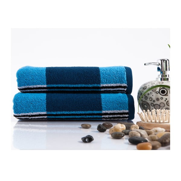 Sada 2 ručníků Stripe Blue, 45x90 cm