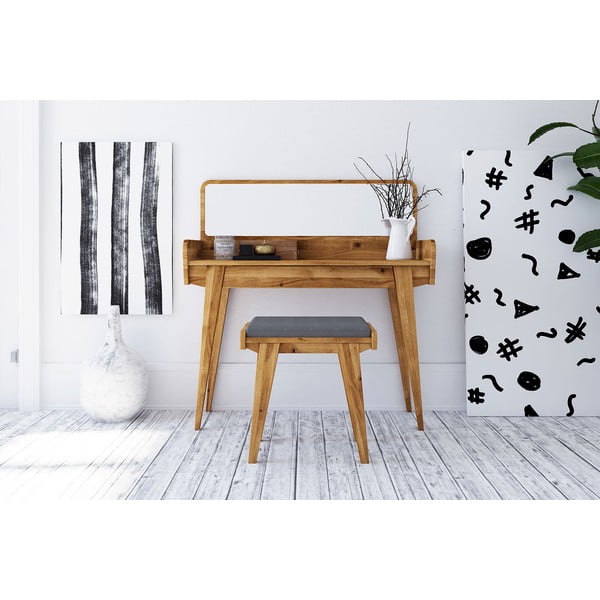 Toaletní stolek z dubového dřeva se zrcadlem 110x45 cm Retro - The Beds-image-4