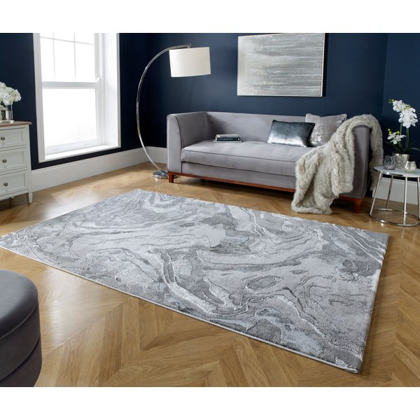 Koberec v šedo-stříbrné barvě 160x230 cm Marbled – Flair Rugs-image-1
