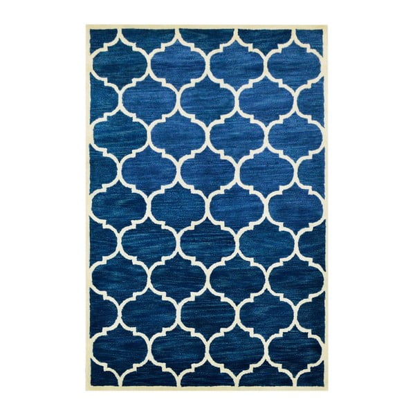 Ručně tuftovaný tmavě modrý koberec Bakero Florida, 183 x 122 cm